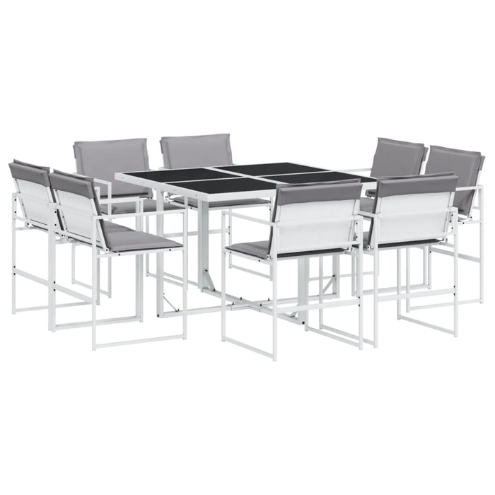 Set mobilier de grădină, 9 piese, cu perne, alb, textilenă - WALTI WALTI