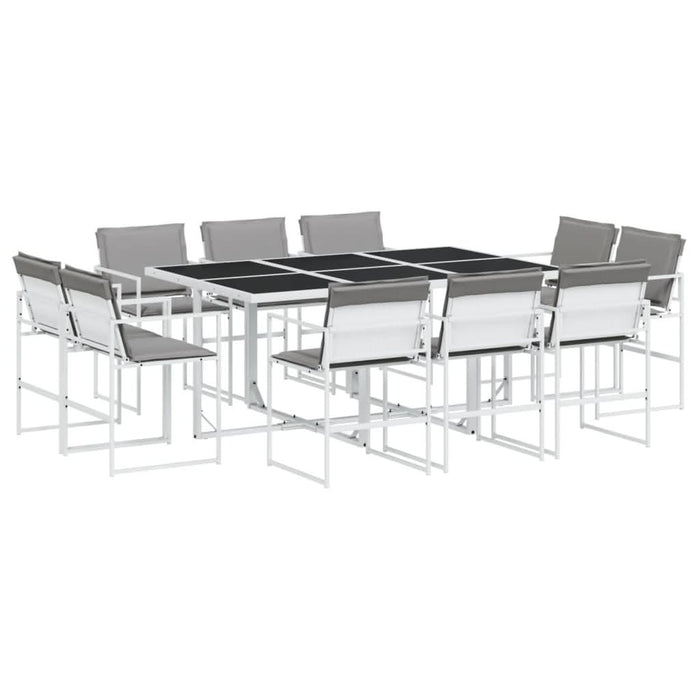 Set mobilier de grădină, 11 piese, cu perne, alb, textilenă - WALTI WALTI