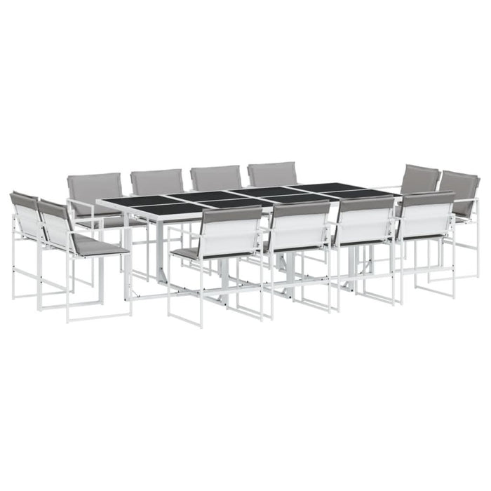 Set mobilier de grădină, 13 piese, cu perne, alb, textilenă - WALTI WALTI