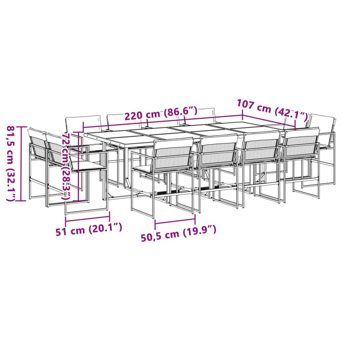 Set mobilier de grădină, 13 piese, cu perne, alb, textilenă - WALTI WALTI