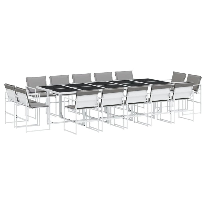 Set mobilier de grădină, 15 piese, cu perne, alb, textilenă - WALTI WALTI