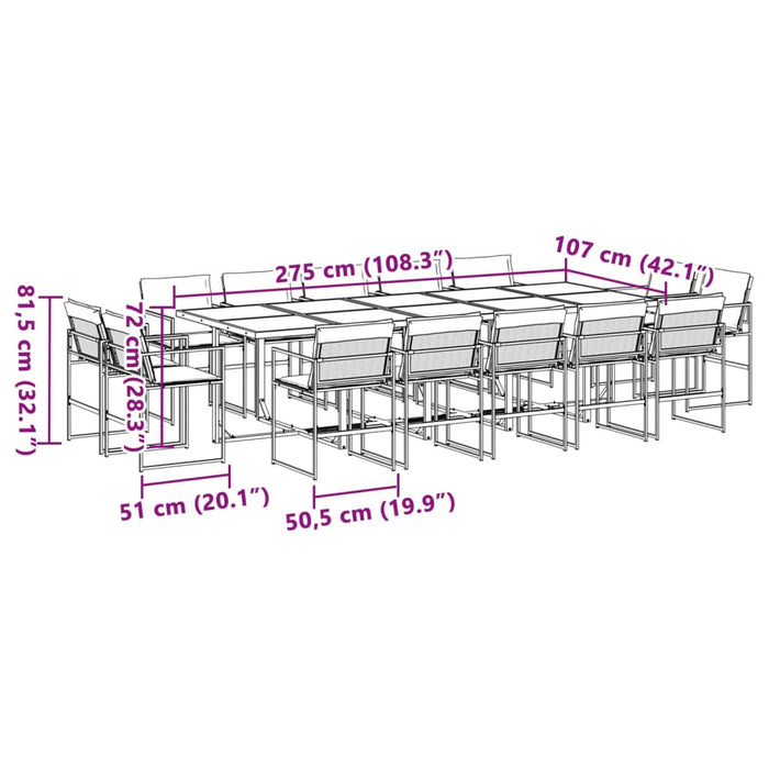 Set mobilier de grădină, 15 piese, cu perne, alb, textilenă - WALTI WALTI