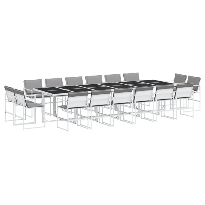 Set mobilier de grădină, 17 piese, cu perne, alb, textilenă - WALTI WALTI