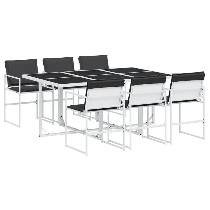 Set mobilier de grădină, 7 piese, cu perne, alb, textilenă - WALTI WALTI