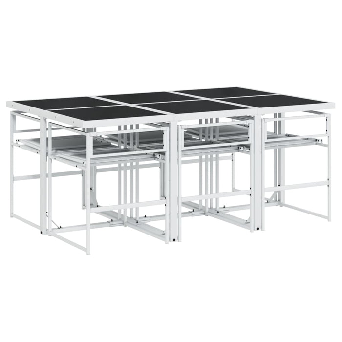Set mobilier de grădină, 7 piese, cu perne, alb, textilenă - WALTI WALTI