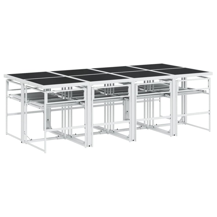 Set mobilier de grădină, 9 piese, cu perne, alb, textilenă - WALTI WALTI