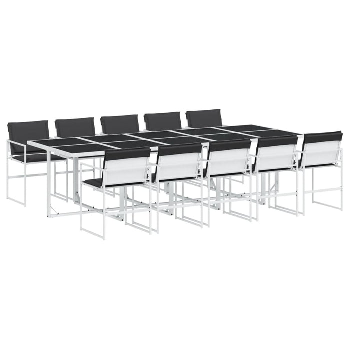 Set mobilier de grădină, 11 piese, cu perne, alb, textilenă - WALTI WALTI