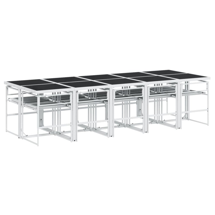 Set mobilier de grădină, 11 piese, cu perne, alb, textilenă - WALTI WALTI