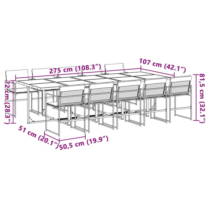 Set mobilier de grădină, 11 piese, cu perne, alb, textilenă - WALTI WALTI