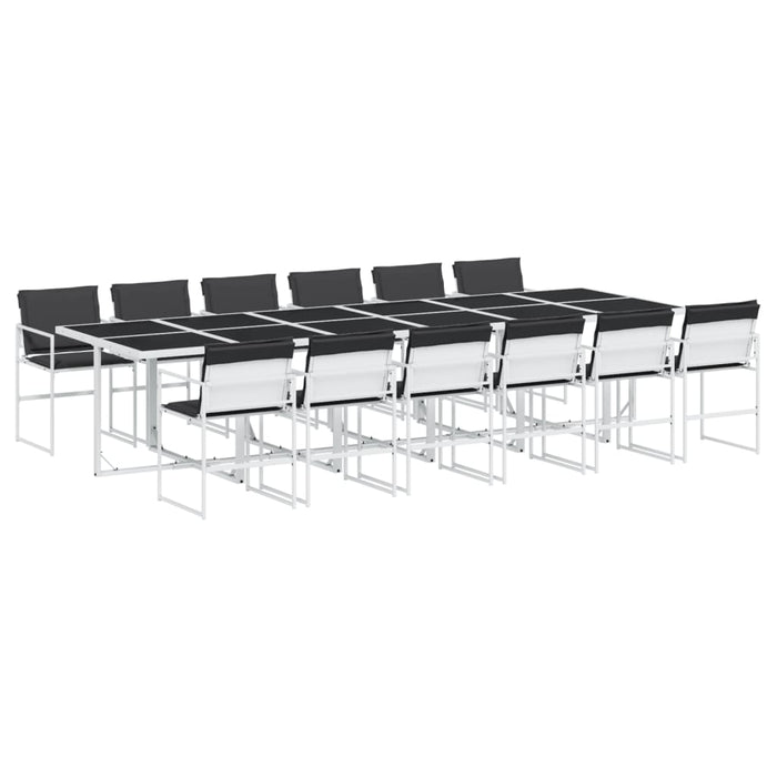 Set mobilier de grădină, 13 piese, cu perne, alb, textilenă - WALTI WALTI