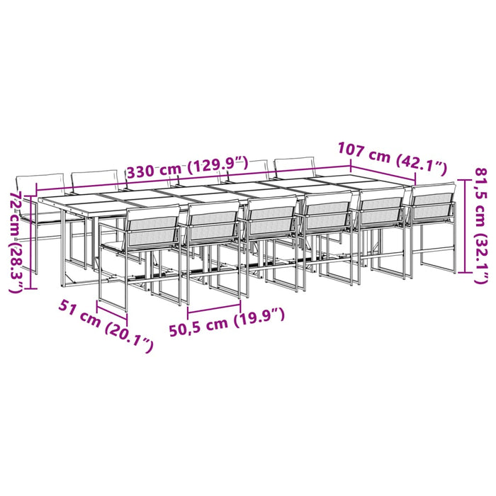 Set mobilier de grădină, 13 piese, cu perne, alb, textilenă - WALTI WALTI