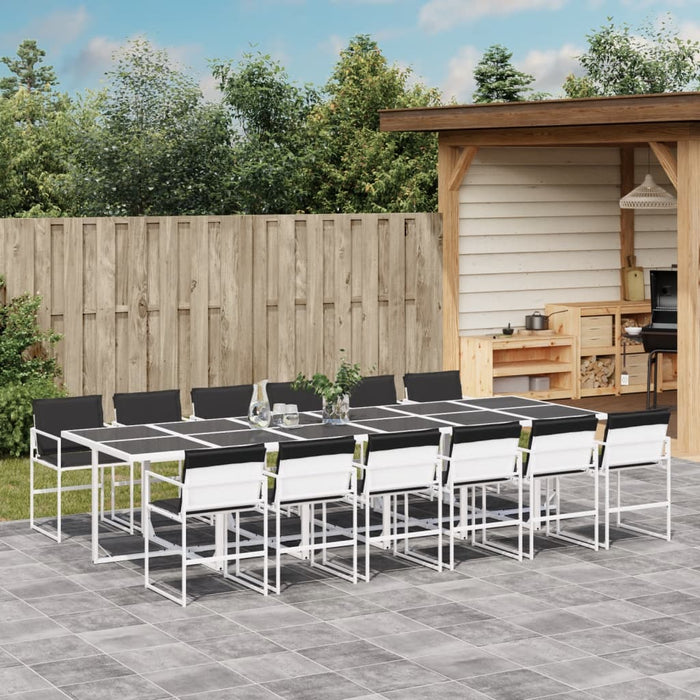 Set mobilier de grădină, 13 piese, cu perne, alb, textilenă - WALTI WALTI