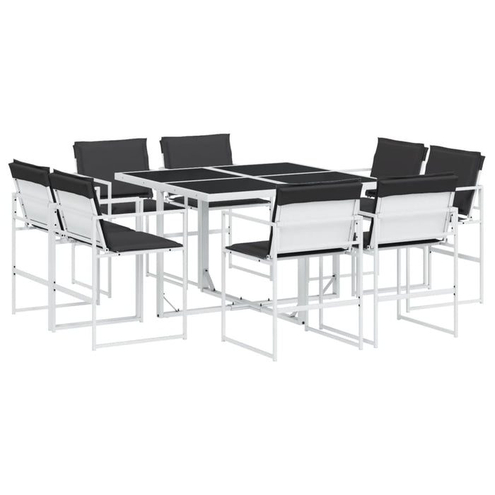 Set mobilier de grădină, 9 piese, cu perne, alb, textilenă - WALTI WALTI