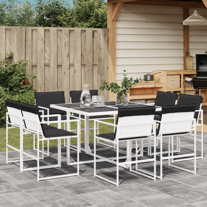 Set mobilier de grădină, 9 piese, cu perne, alb, textilenă - WALTI WALTI