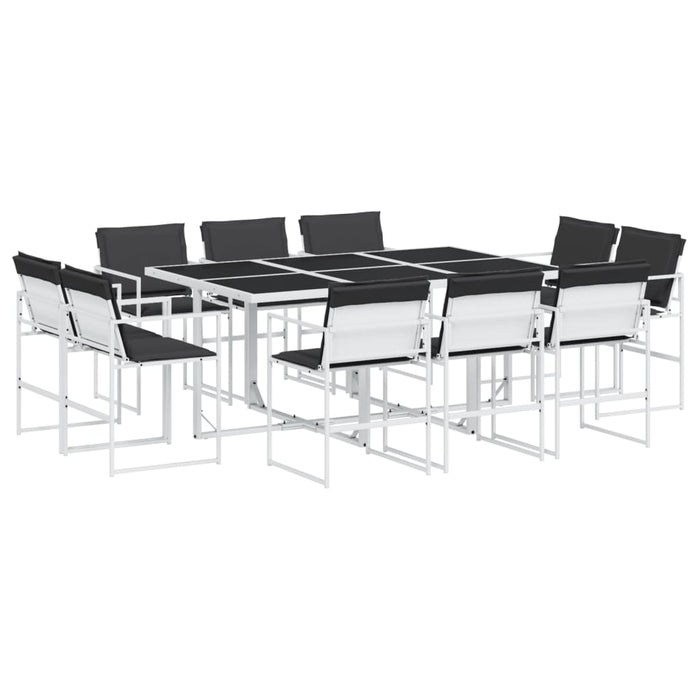Set mobilier de grădină, 11 piese, cu perne, alb, textilenă - WALTI WALTI