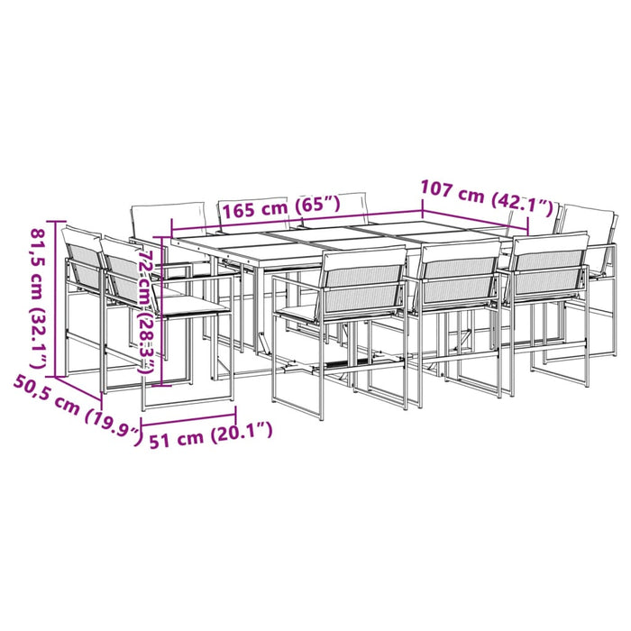 Set mobilier de grădină, 11 piese, cu perne, alb, textilenă - WALTI WALTI