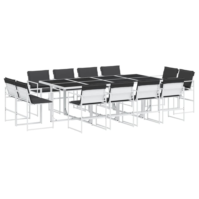 Set mobilier de grădină, 13 piese, cu perne, alb, textilenă - WALTI WALTI