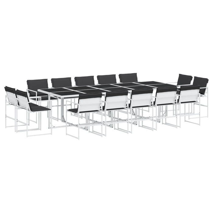 Set mobilier de grădină, 15 piese, cu perne, alb, textilenă - WALTI WALTI