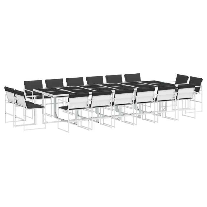 Set mobilier de grădină, 17 piese, cu perne, alb, textilenă - WALTI WALTI