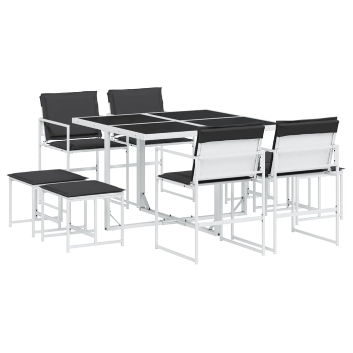Set mobilier de grădină, 9 piese, cu perne, alb, textilenă - WALTI WALTI