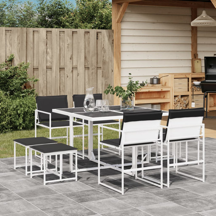 Set mobilier de grădină, 9 piese, cu perne, alb, textilenă - WALTI WALTI