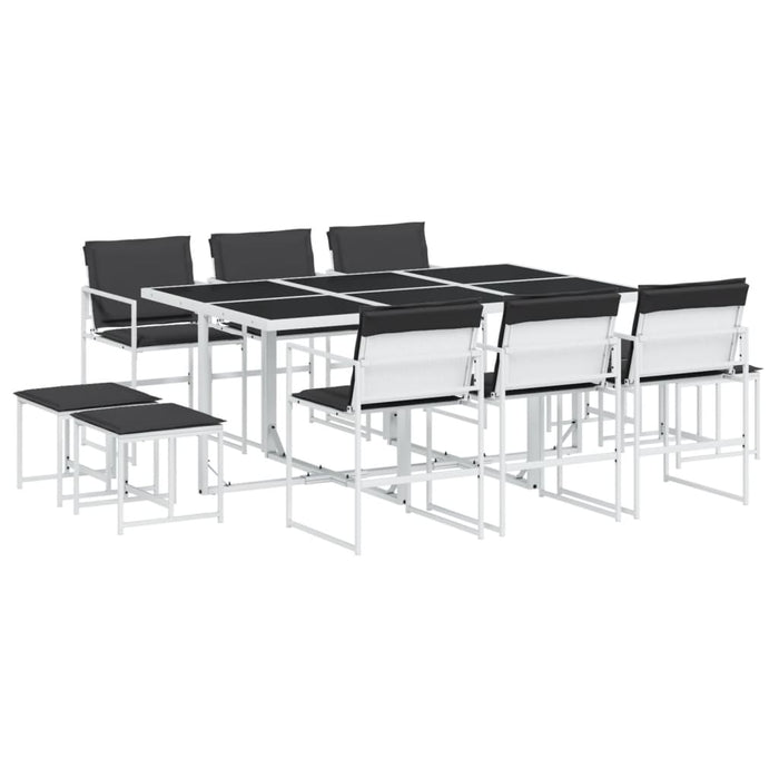 Set mobilier de grădină, 11 piese, cu perne, alb, textilenă - WALTI WALTI