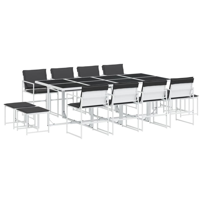Set mobilier de grădină, 13 piese, cu perne, alb, textilenă - WALTI WALTI