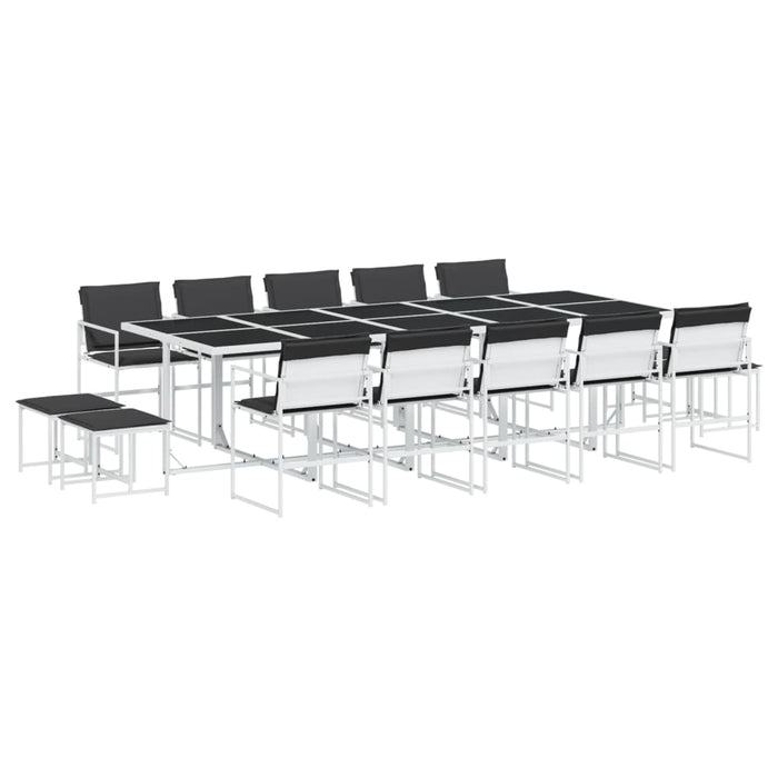 Set mobilier de grădină, 15 piese, cu perne, alb, textilenă - WALTI WALTI