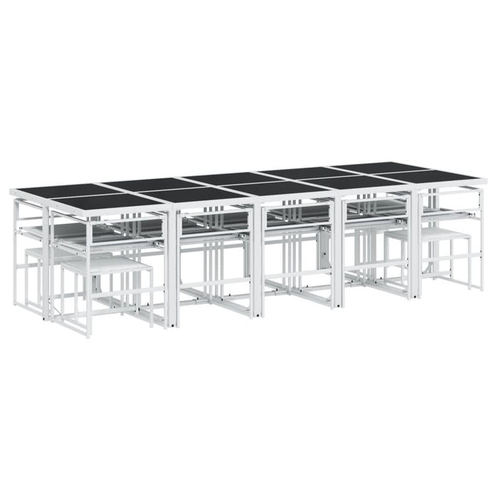 Set mobilier de grădină, 15 piese, cu perne, alb, textilenă - WALTI WALTI