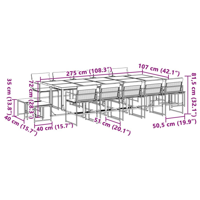 Set mobilier de grădină, 15 piese, cu perne, alb, textilenă - WALTI WALTI