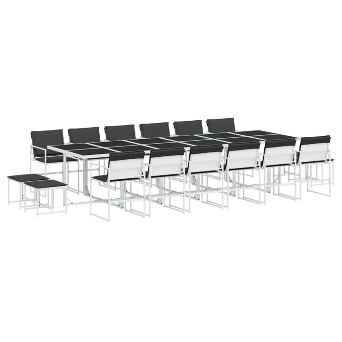 Set mobilier de grădină, 17 piese, cu perne, alb, textilenă - WALTI WALTI
