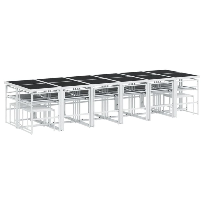 Set mobilier de grădină, 17 piese, cu perne, alb, textilenă - WALTI WALTI