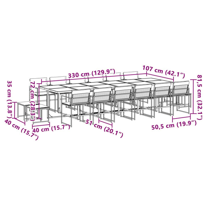 Set mobilier de grădină, 17 piese, cu perne, alb, textilenă - WALTI WALTI