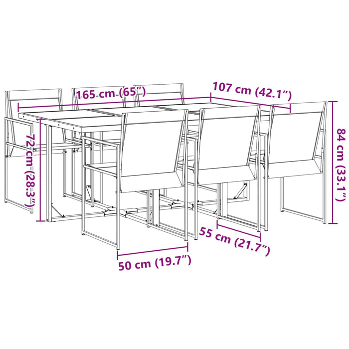 Set mobilier de grădină, 7 piese, negru, textilenă - WALTI WALTI