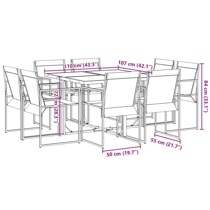 Set mobilier de grădină, 9 piese, negru, textilenă - WALTI WALTI