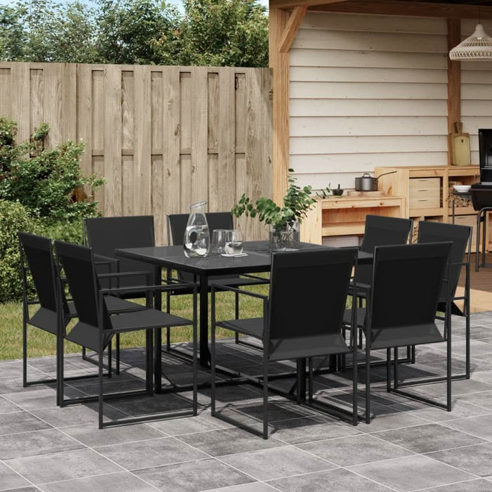 Set mobilier de grădină, 9 piese, negru, textilenă - WALTI WALTI
