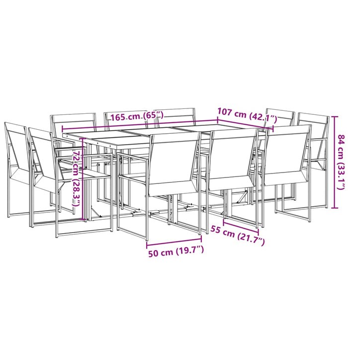 Set mobilier de grădină, 11 piese, negru, textilenă - WALTI WALTI