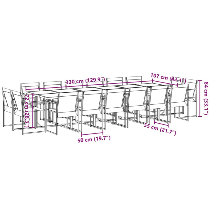 Set mobilier de grădină, 17 piese, negru, textilenă - WALTI WALTI