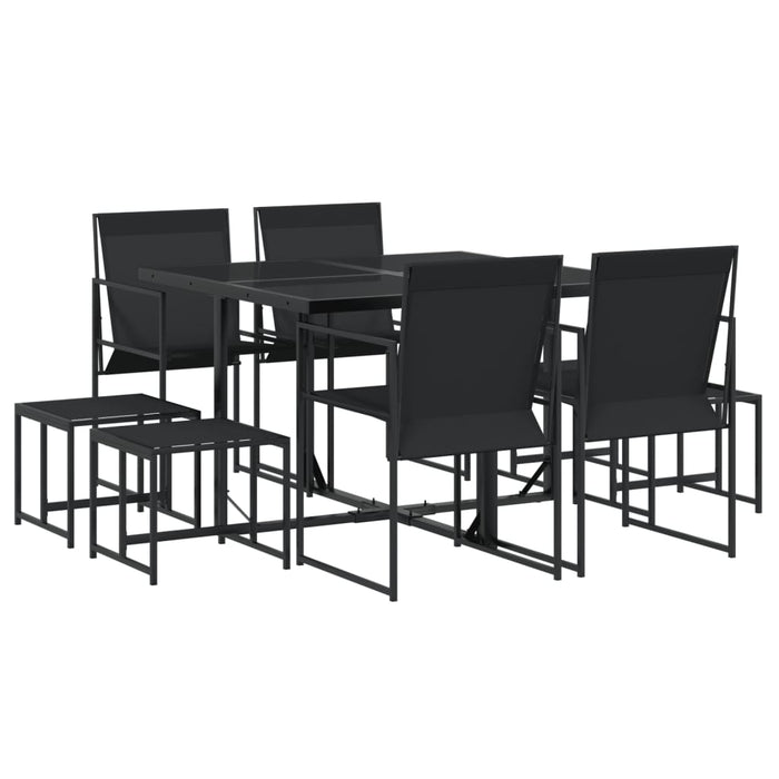 Set mobilier de grădină, 9 piese, negru, textilenă - WALTI WALTI