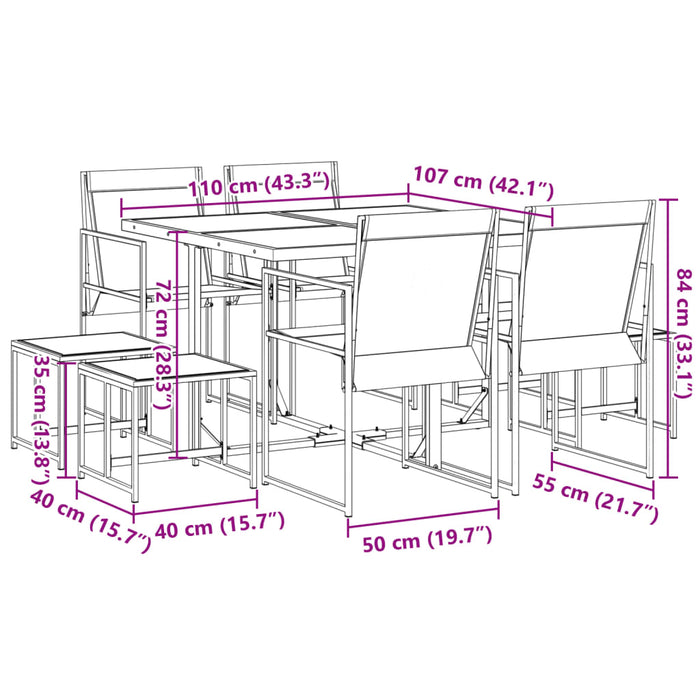 Set mobilier de grădină, 9 piese, negru, textilenă - WALTI WALTI