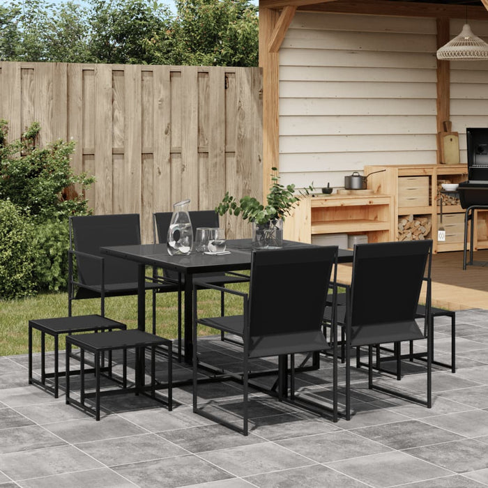 Set mobilier de grădină, 9 piese, negru, textilenă - WALTI WALTI