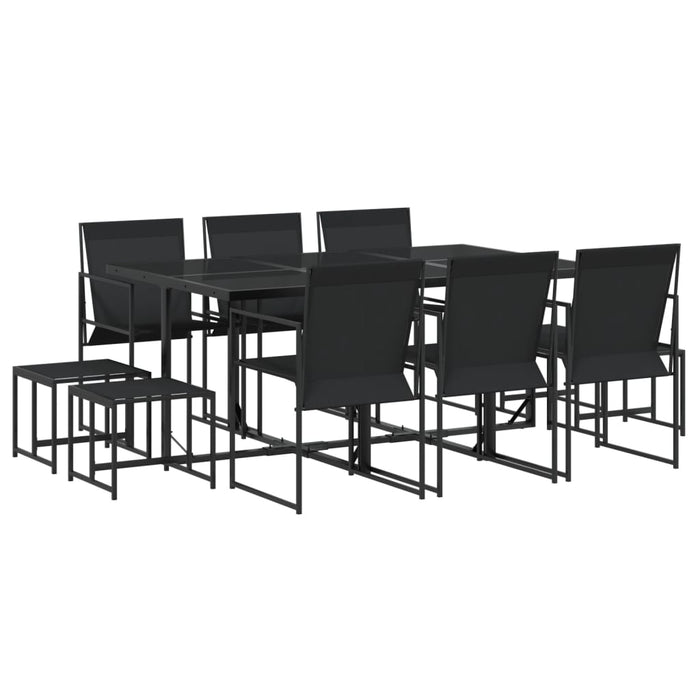 Set mobilier de grădină, 11 piese, negru, textilenă - WALTI WALTI