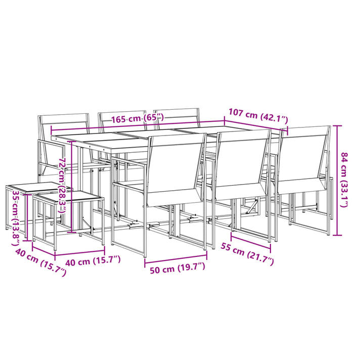 Set mobilier de grădină, 11 piese, negru, textilenă - WALTI WALTI