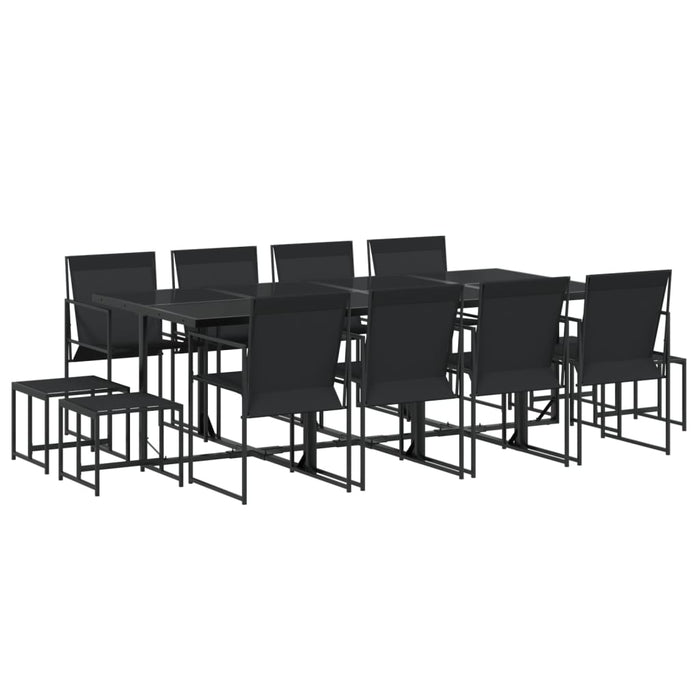 Set mobilier de grădină, 13 piese, negru, textilenă - WALTI WALTI