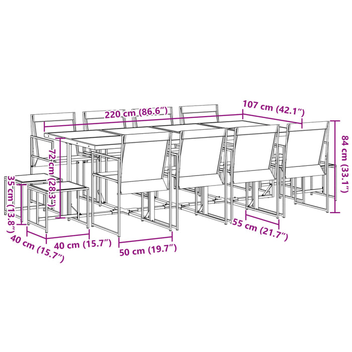Set mobilier de grădină, 13 piese, negru, textilenă - WALTI WALTI
