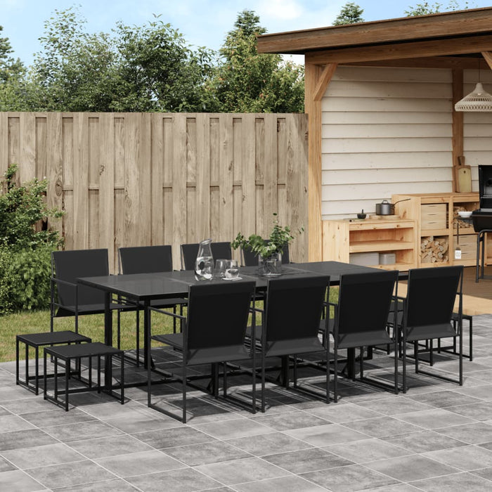Set mobilier de grădină, 13 piese, negru, textilenă - WALTI WALTI