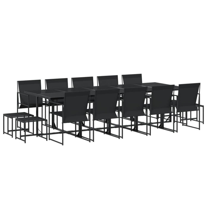 Set mobilier de grădină, 15 piese, negru, textilenă - WALTI WALTI