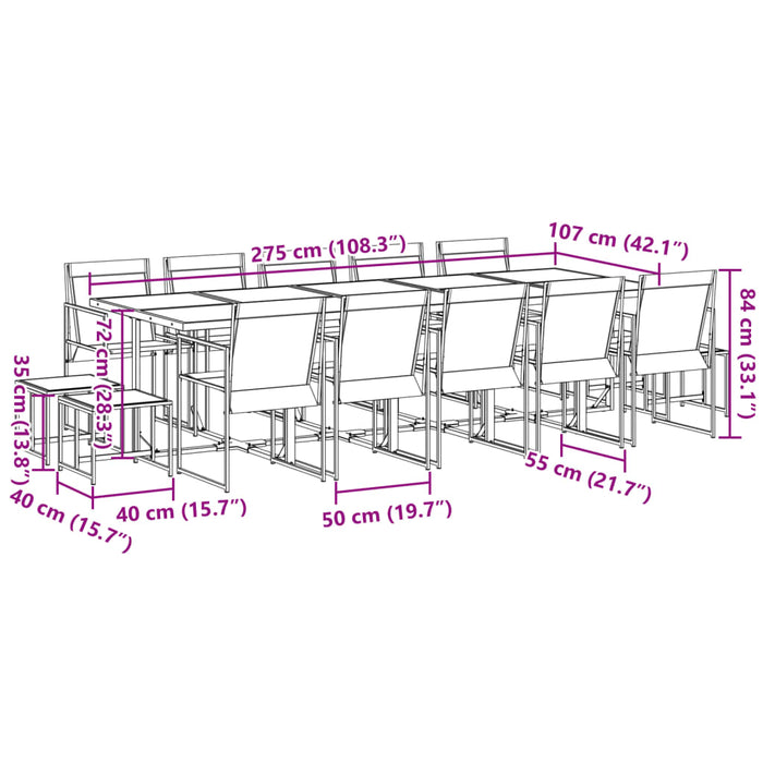 Set mobilier de grădină, 15 piese, negru, textilenă - WALTI WALTI