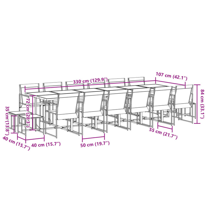 Set mobilier de grădină, 17 piese, negru, textilenă - WALTI WALTI