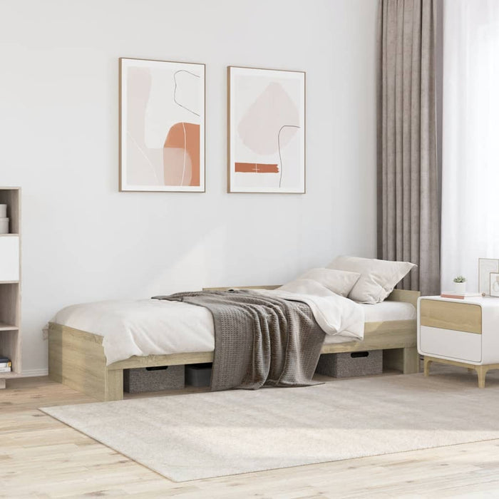 Cadru pat fără saltea stejar sonoma 100x200 cm lemn prelucrat - WALTI WALTI